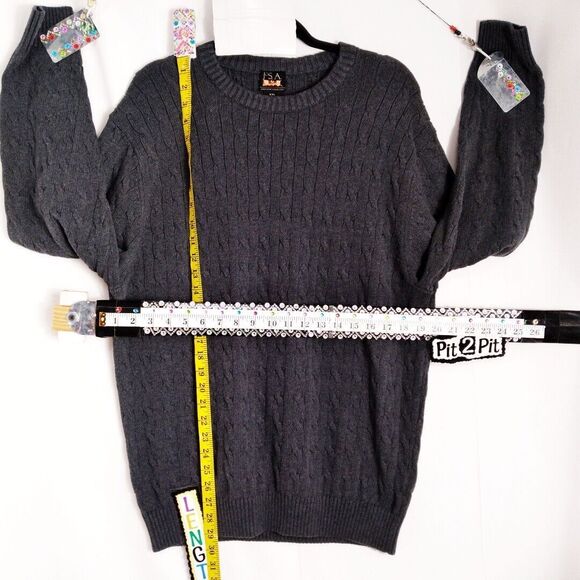Jos A Bank Executive Collection Gray Crew Neck Long Sleeve Cable Knit Sweater 2X - Picture 6 of 10